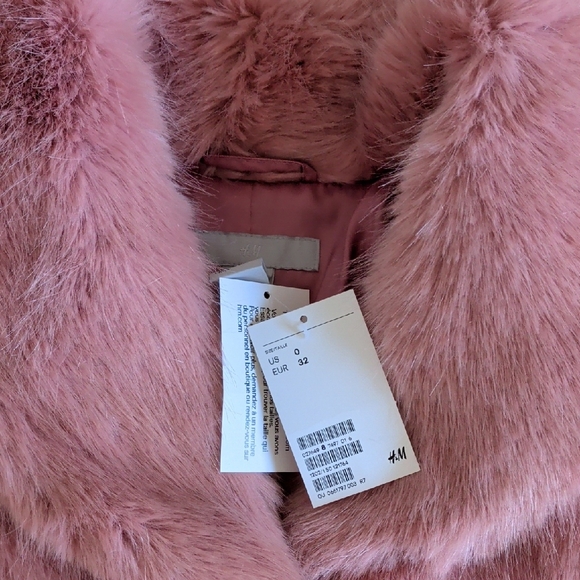H&M Pink Faux Fur Cropped Jacket - Picture 2 of 4